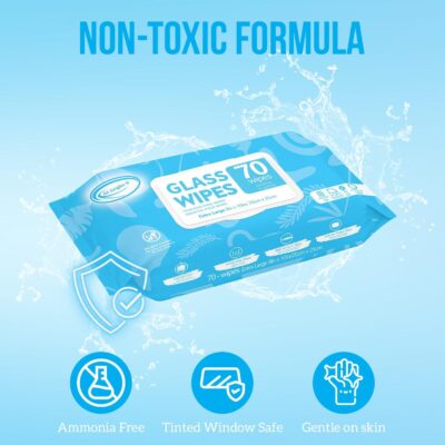 Air Jungles Glass and Window Cleaner Wipes 70 Count, Extra Large 8" x 10" Size Cleaning Wipes for Car Windshield, Headlight, Mirror, Tile and Home Glass Surface - Image 6