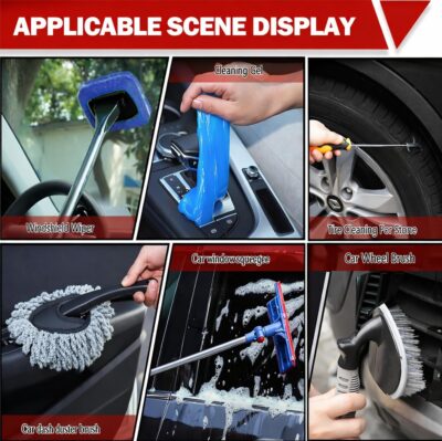 56Pcs Car Wash Cleaning Kit with Foam Gun, Car Wash Brush with Long Handle, Car Detailing Kit, Car Wheel Brush for Car Cleaning Supplies, Adjustable Hose Wash Sprayer-Quick Connector to Any Hose - Image 6