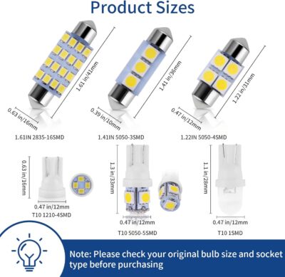 42 Pieces Interior Car Lights, Super Bright White Dome Map Tail Cab Lights Bulb Kit Set , DE3175 T10 31mm 41mm 194 LED Bulb for Your Trucks Width Lamp(White) - Image 2