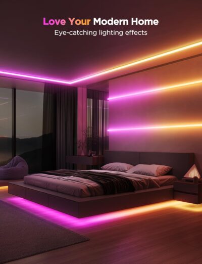 Govee RGBIC LED Strip Lights 32.8ft with Covers, Smart Lights Work with Alexa and Google Assistant, LED Diffuser Channel with LED Lights for Bedroom, Skirting Lines, Studio, Cabinet - Image 7