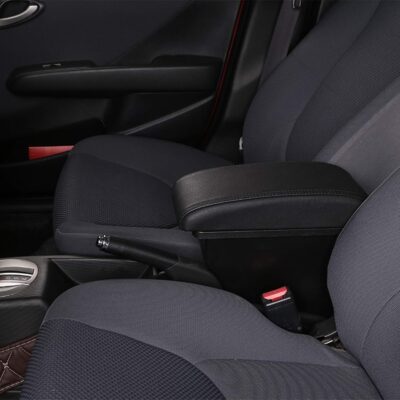 YJYWZH Armrest Box for Honda Fit Jazz 2002-2008 Car Arm Rest Seat Center Storage Box Consoles Double Layer with 3 USB Ports (Black with Black Thread) - Image 6