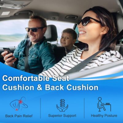 Car Seat Cushion with Back Support Pillow, 1.2'' Thick Enhanced Comfort Memory Foam Design for Pain Relief, Ideal for Drivers and Office Use - Ergonomic Lumbar Comfort for Long Sitting - Image 6