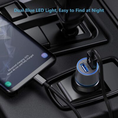 Fast USB Car Charger for Samsung Galaxy A56/A55/A54/A53/A50/A17/A16/A15/A14/S26/S25/S24/S23/S22/S21 Plus/Ultra/Note 20/A21/A31/A51 Quick Charge 3.0 Dual USB Rapid Car Charger with Type C Cable 3.3ft - Image 5