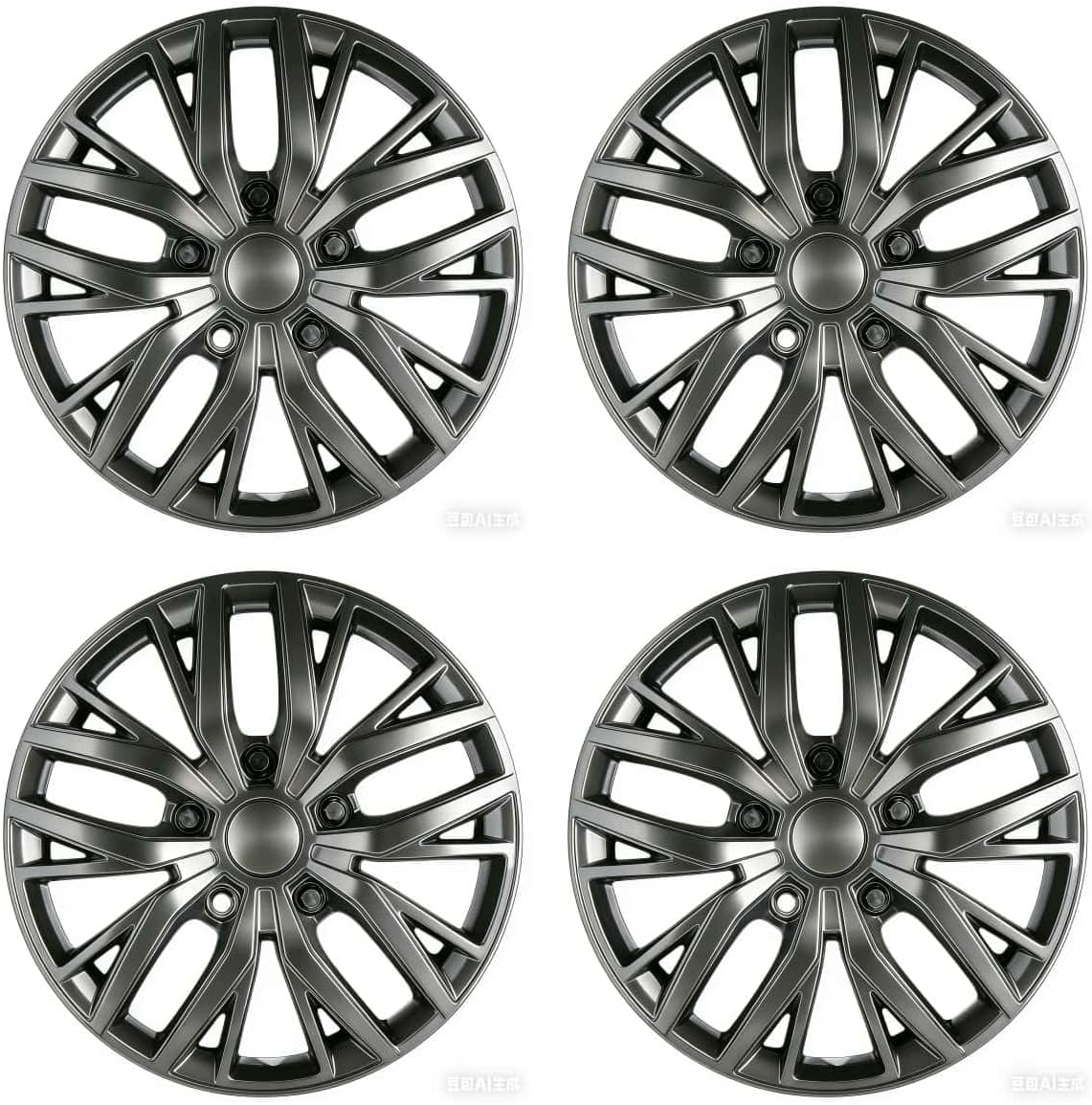71QdRwghEsL._AC_SL1200_.jpg 16 Inch Hubcaps with Adjustable Steel Retention Rings, Premium ABS Universal Fit, Set of 4 Wheel Covers (Gunmetal Grey) - Image 1