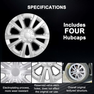 Hubcaps Wheel Covers Fit for 2016-2022 Toyota Prius & 2017-2022 Prius Prime & 2020-2024 Corolla Hybrid Wheel Rim Covers, Snap On Installation (15-inch Set of 4 Pcs) (Silver) - Image 5