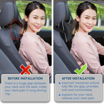 Inflatable Car Neck Pillow, Soft Headrest Inflatable Car Pillow for Driving Seat with Adjustable Strap, Comfortable Ergonomic Design Neck Support and Breathable Washable Cover - Image 3
