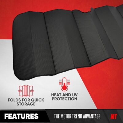 Motor Trend Windshield Sunshade for Car, Truck & SUV, Black - Folding Sun Shade for Front Window, Auto Sun Visor Heat Protection, UV Rays Blocker (58 x 24 Inch) - Image 6