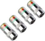 Tire Pressure Monitoring Valve, 2026 New 2.4Bar 36 PSI Pressure Monitor Valve Stem Caps, Easy to Read Sensor Indicator with 3 Color Eye Alert for Most Car Truck SUV (Silver, 4 Pcs)