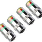 Tire Pressure Monitoring Valve, 2026 New 2.4Bar 36 PSI Pressure Monitor Valve Stem Caps, Easy to Read Sensor Indicator with 3 Color Eye Alert for Most Car Truck SUV (Silver, 4 Pcs)