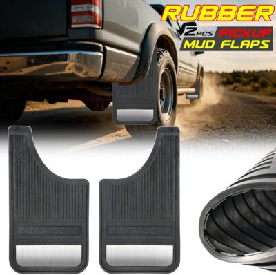AUTOXBERT Mud Flaps for Trucks Heavy Duty Universal Rubber Mud Flaps Car Dirty Fender All Weather Mudguards Front Rear Splash Guards with Stainless Steel Plates, 2pc- Black - Image 9