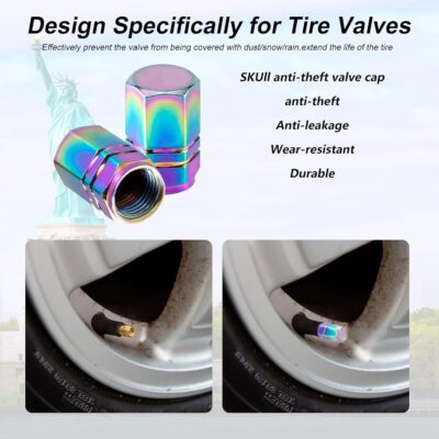 Alpmosn Colorful Aluminum Tire Stem Valve Caps Wheel Valve Covers Car Dustproof Tire Cap Cover Accessories, Universal for SUV, Car, Bike and Motorcycle，Hexagon Shape (4PCS) - Image 4