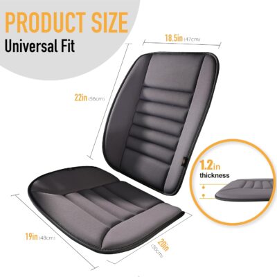 kingphenix Car Seat Cushion with Back Support Pillow: Enhanced Comfort Memory Foam Design for Pain Relief, Ideal for Drivers and Office Use - Ergonomic Lumbar Comfort for Long Sitting - Dark Grey - Image 7