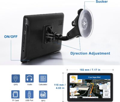 GPS Navigator for Car Truck RV, 7-inch High-Definition Touch Screen，2026 Maps (Free Lifetime Updates), Support Voice Turn Direction Guidance/Speed and Red Light Warning/Custom Truck Routing - Image 3