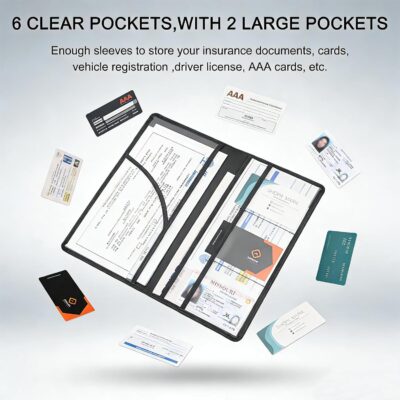 Premium Car Registration & Insurance Card Holder with Magnetic Shut, Vehicle Glove Box Car Organizer - For Documents, Cards, License (Black) - Image 4