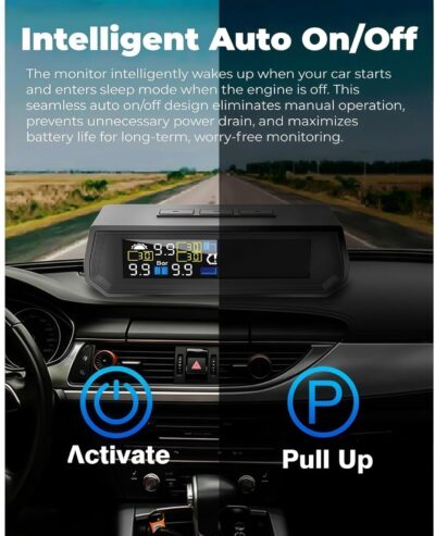 Tire Pressure Monitoring System,TPMS with Solar and USB Charging Color LCD Display, Voice Prompts, 6 Alarm Modes, 0-87 PSI Range (6 Tire Sensors) - Image 4