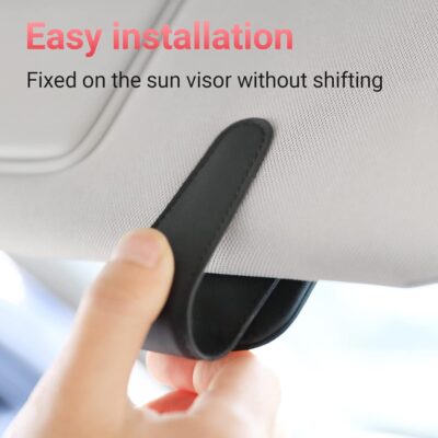 KanSmart Sunglass Holder for Car Sun Visor, Magnetic Sunglasses Clip, Leather Glasses Eyeglass Holder and Ticket Card Clip, Auto Interior Accessories Universal for Car SUV Truck Pickup -Black - Image 4