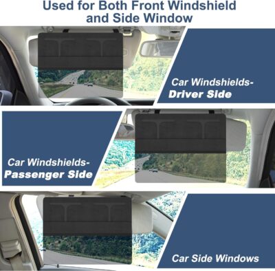 NAZZO Car Visor Extender Sun Blocker, Polarized Sunvisor Extension with Removable Magnetic PC Lens, Anti Glare Car Visor Extended for Safe Driving, Universal for SUV, Family Automotive, Black - Image 5