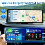 8.1" HD Carplay Screen for Car Stereo, 2K Dash Cam Wireless Portable Touch Screen Car Play with Apple Carplay & Android Auto with 1080P Back Up Camera, Bluetooth, Mirror Link, GPS , AUX, Voice Control - Image 2