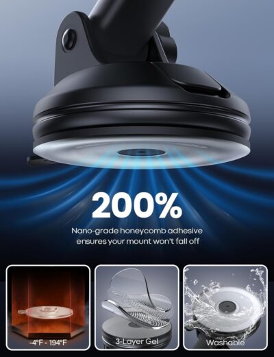 Lamicall Car Phone Mount - [Strongest Military-Grade Suction Cup] 360° Rotation Phone Holders for Your Car Quick Release Adjustable Phone Mount for Car Dashboard for iPhone 17 16 Pro Max Galaxy Truck - Image 3