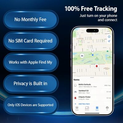 GPS Tracker for Vehicles, No Subscription or SIM Required, Hidden Vehicle Locator, Magnetic Waterproof, Accurate Tracking, 365-Day Battery Life, iOS Only (Black) - Image 2