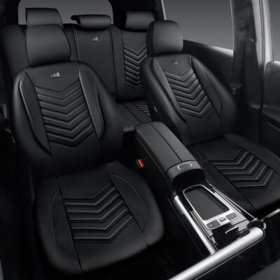 CAR PASS 3D Foam Faux Leather Car Seat Covers Full Set,Waterproof Leather Seat Cover for Cars,Luxury Universal Fit for SUV Truck Sedan Automotive, Armrest Airbag Compatible Anti-Slip, All Black - Image 5