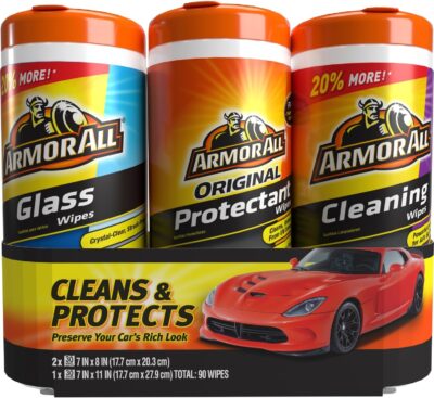 Car Wipes Multi-Pack by Armor All, Cleans Vehicle Interior and Exterior, Includes Armor All Protectant Wipes, Glass Wipes, and Cleaning Wipes, 3-Pack, 30 Car Wipes Each - Image 7