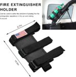 Fire Extinguisher Holder, Roll Bar Adjustable Extinguisher Strap Brackets with USA Flag Pattern, Secure Fire Extinguishers Mount Replacement for Wrangler CJ JK JKU TJ JL JLU (Black) - Image 2