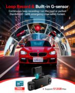 IIWEY N6 360° Dash Cam 4 Channel, 5.8G WiFi-6 (up to 20MB/s) with App, Free 128GB Card, FHD Front & Rear Inside Dash Cam for Car, 8 IR Lights Night Vision, GPS, 24/7 Parking Mode, G-Sensor - Image 6