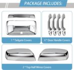 Chrome Door Handle Covers+Top Half Mirror Covers+Tailgate Cover (with Camera Hole) Compatible with Chevrolet Silverado GMC Sierra 1500 2500 3500 2014-2018 - Not for Towing Mirror - Image 3