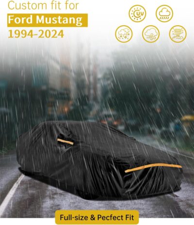 Car Cover Waterproof All Weather Custom Fit for Ford Mustang 1994-2025, 420D Oxford Full Outdoor Automtive Heavy Duty Covers Windproof Snowproof Dustproof UV Hail Protection Accessories - Image 2