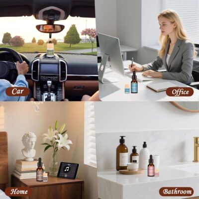 12 Pack Car Air Freshener & Refills, 6-Scent Hanging Air Freshener Diffuser Set -Each(8ml +20ml Refill), Essential Oil Diffuser With Refill Bottles, Reusable Car Fragrance Decor Accessories - Image 7