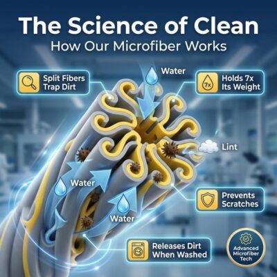 Microfiber Towels for Cars - 15.7" x 15.7" inches, Highly Absorbent Professional Grade Drying Towel Set for Superior Cleaning and Drying Performance - Car Drying & Kitchen Towel - Pack of 3 - Image 6