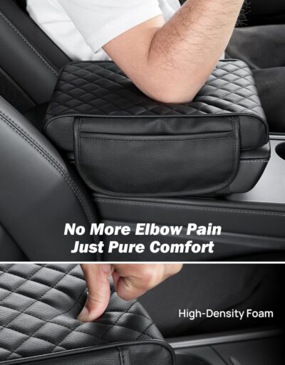 JOYTUTUS Center Console Cover for SUV Sedan, Thick Arm Rest Pad with Storage Bag Leather Middle Console Protector, ‎12.6" x 7.8" x 2.16" - Image 3
