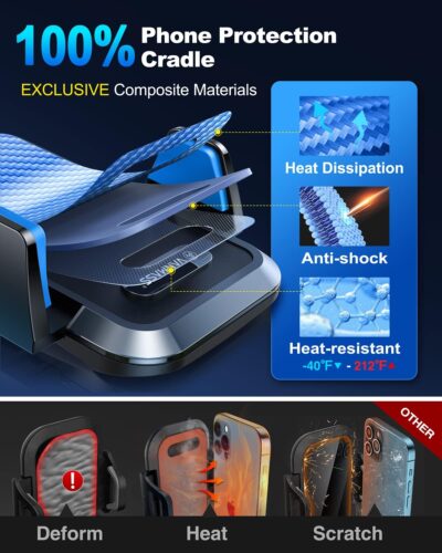 VANMASS【85+LBS Strongest Suction & Military-Grade Ultimate Car Phone Mount【Patent & Safety Certs】 Cell Phone Holder Truck for Dashboard Windshield Vent for iPhone 17 Pro Max 16 15 14, Blue - Image 9