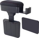 Rupse Universal Car Armrest Storage Box with Cup Holder, Adjustable Wrist Support, Center Console Organizer for Most Cars (Black Red Line)