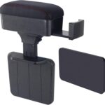 Rupse Universal Car Armrest Storage Box with Cup Holder, Adjustable Wrist Support, Center Console Organizer for Most Cars (Black Red Line)