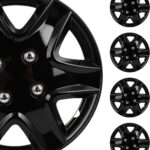 SCITOO Hub Caps Universal Snap On Hubcap Auto Tire Replacement Exterior Cap OEM Steel Wheel Hubcaps Wheel Cover Rim 14 Inch 4-Pack PP Black