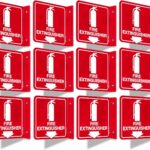 T&R Fire Extinguisher Sign, Fire Extinguisher with Down Arrow - 12 Pack - 6 x 6 Inches Acrylic, 2 pre-drilled holes, Includes Matching Screws, Use for Home Office/Business