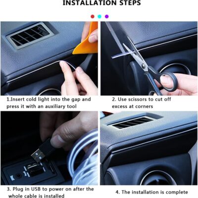 Interior Car Strip Lights, Goodream USB Music Sync Multicolor Multiple Modes LED Fiber Optic Light Ambient Neon Wire Lighting Kits for Sedan Truck SUV Accessories Center Console Dashboard - Image 6