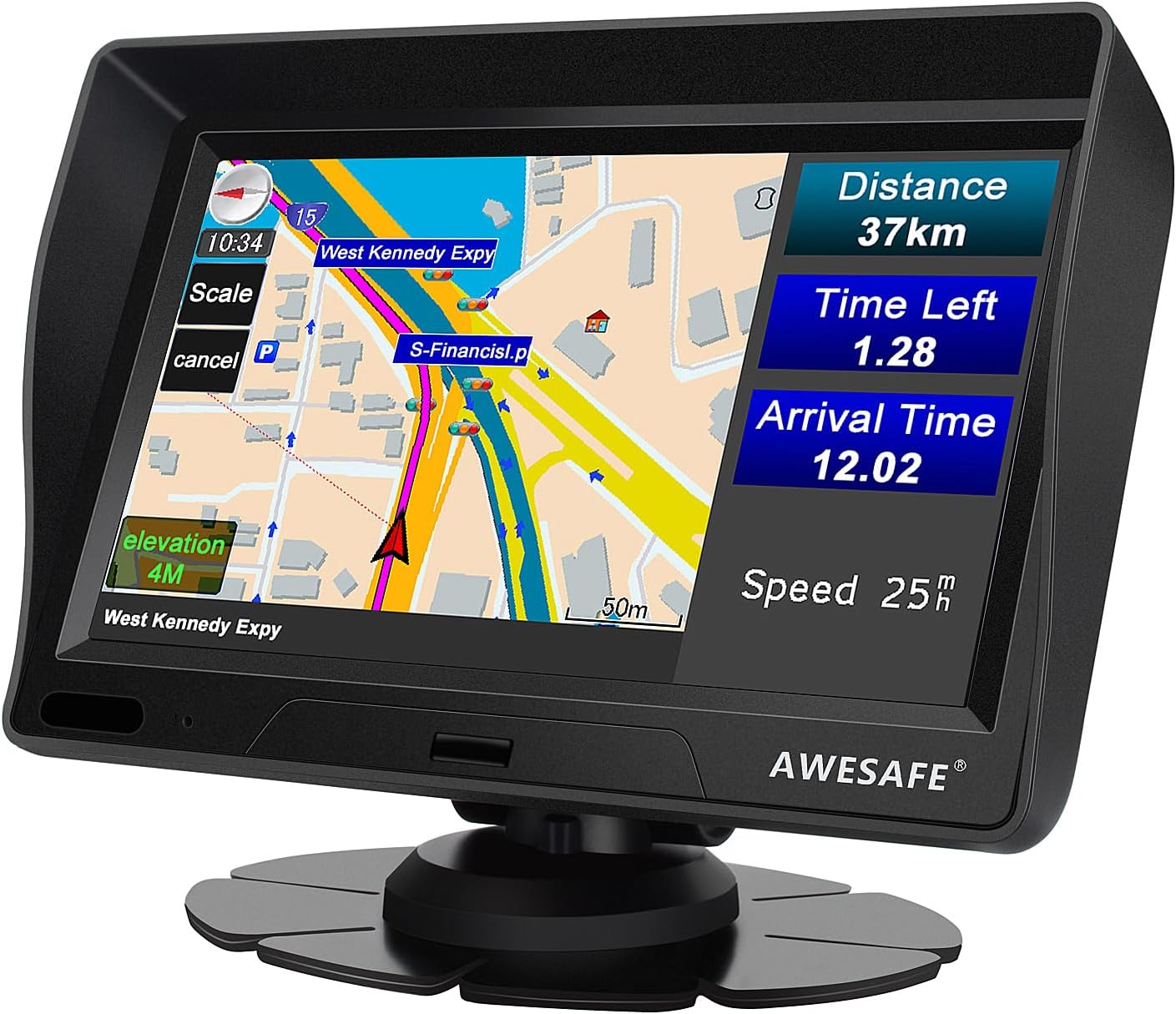 71RIuzd3qUL._AC_SL1500_.jpg AWESAFE Car GPS Navigation System Latest 2025 Map,7 inch Touch Screen Turn-by-Turn Voice Guidance, Speed & Red Light Warning - Image 1
