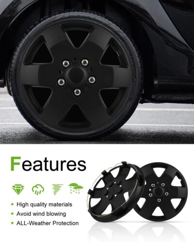 SCITOO 4pcs Set of 15-Inch Black Hubcaps can be Easily Installed on Car Truck SUV,Suitable for a Variety of Models,Beautiful and Rust-Proof - Image 5