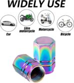 Alpmosn Colorful Aluminum Tire Stem Valve Caps Wheel Valve Covers Car Dustproof Tire Cap Cover Accessories, Universal for SUV, Car, Bike and Motorcycle，Hexagon Shape (4PCS) - Image 5