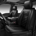 CAR PASS Nappa Leather Car Seat Covers Front Seats, Luxury Seat Protector for Cars, Waterproof Anti-Slip Seat Cushion Airbag Compatible Universal for Sedan SUV Pick-up Truck Automotive Vehicle, Black