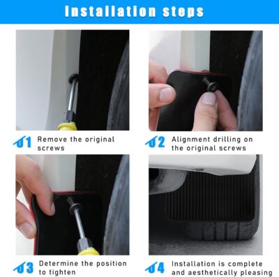 2PCS Car Mud Fender Flaps Splash Guards, Flexible Auto Front and Rear Fender Splash Guards Mud Flaps, Universal Automotive Fender Splash Guards for Car Sedan SUV Truck (Large Black) - Image 3