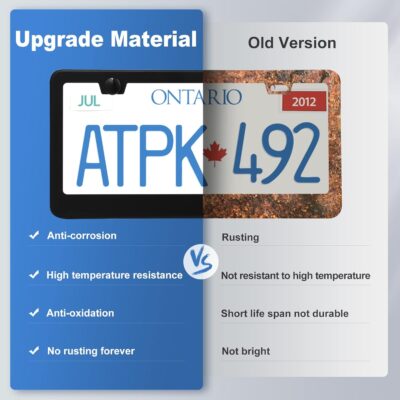 2 Pack License Plate Frames, Stainless Steel Car License Plate Cover Car Accessories with Screw Caps (Black) - Image 3