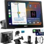 IK5 9" Wireless Apple CarPlay & Android Auto Screen, Portable Car Stereo with 4K Dash Cam & 1080p Backup Camera, Add CarPlay to Any Vehicle, Touchscreen, Mirror Link