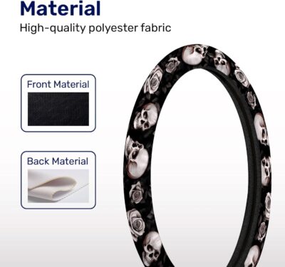 GENANY Skull Blossom Spring Steering Wheel Cover, Non-Slip Neoprene Car Steering Wheel Cover, Breathable Steering Wheel Covers, Sweat-Absorbing Accessories, Spring Auto Gifts - Image 3