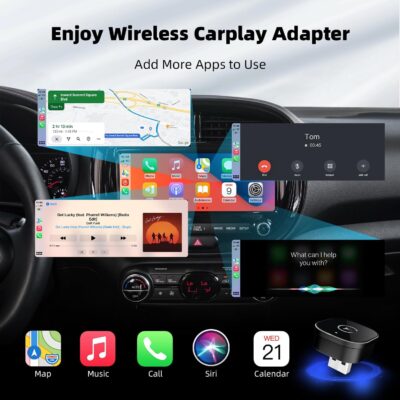 【2026 Upgarded】Wireless CarPlay Adapter for iPhone, Mini USB Design for Cars with Wired CarPlay, Fast Connection,5.8GHz WiFi,No Delay, Compatible with iOS 10+ & iPhone 6+, USB/Type C,Plug and Play - Image 3