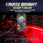 OPT7 Aura Pro 6PC Double LED Interior Strip Lights with APP & Remote Control, Multicolor Mode, Sound Active Inside Ambient Lighting Kit, Truck SUV RV Footwell Floor Decor, 12V Car Charger - Image 6