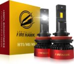 Firehawk H11/H8/H9/H16 Bulbs 70000LM Pure White 6000K Plug & Play IP68 Waterproof Fog Light, Pack of 2